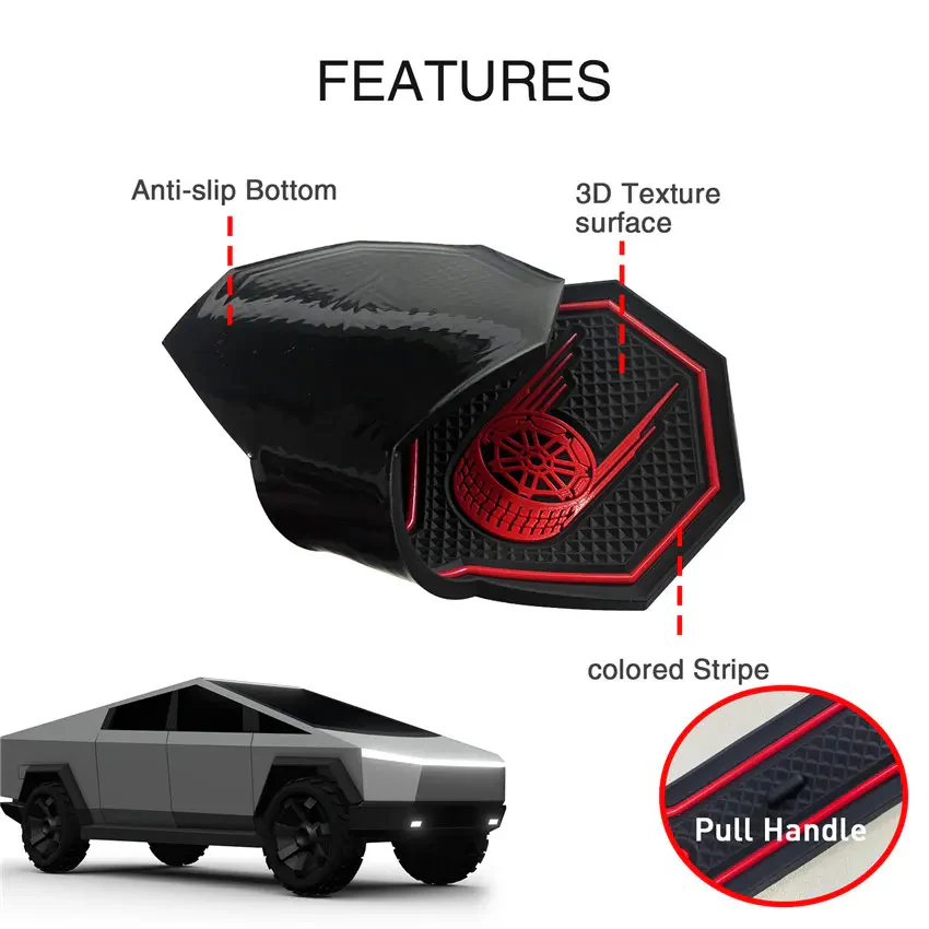 Tesla Cybertruck Silicone Cupholder Liner, Cup Coaster, 2023-2025 - Image 2