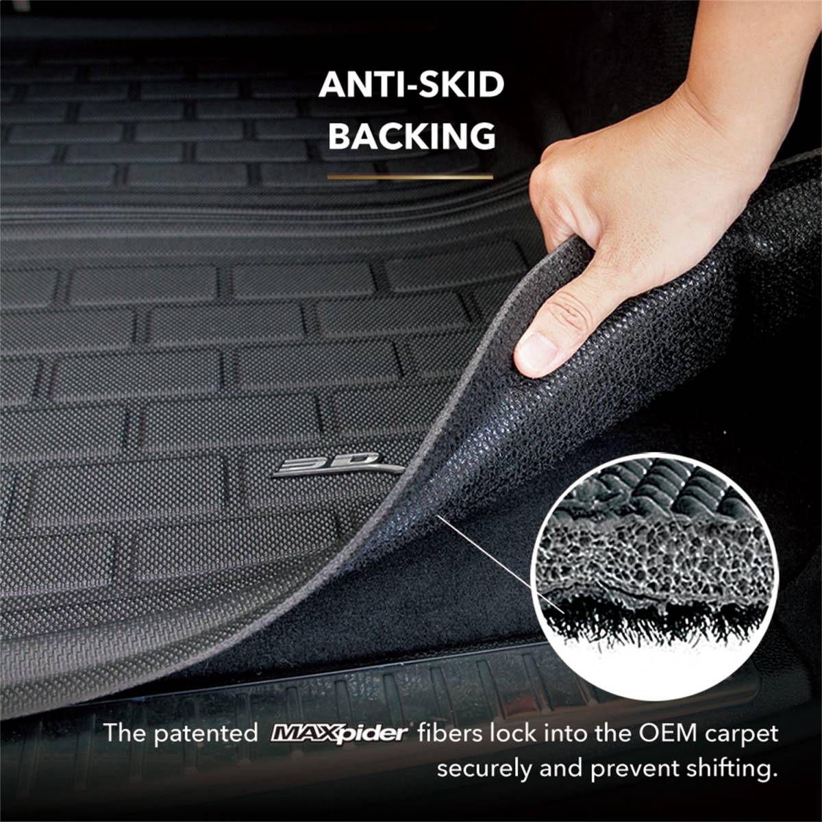 Tesla Model 3 3D MAXpider Front & Rear Kagu Cargo Liner Set, Black, 2018-2020 - Image 3