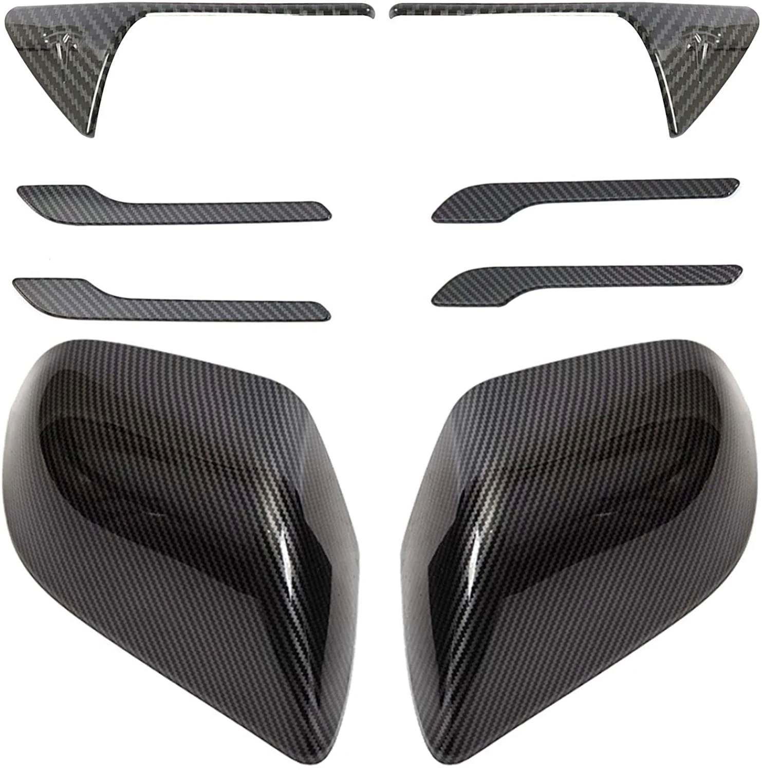 Tesla Model 3 Carbon Fiber Exterior Dress Up Kit, Mirror Covers, Turn Signal, Door Handle, ABS, 2017-2023 - Image 2