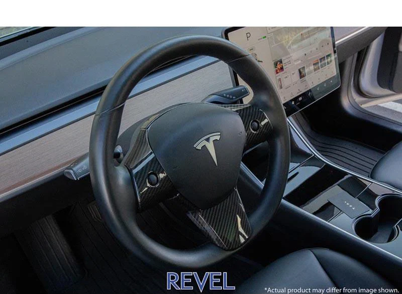 Tesla Model 3 Real Carbon Fiber Steering Wheel Insert Cover, 2017-2023 - Image 2