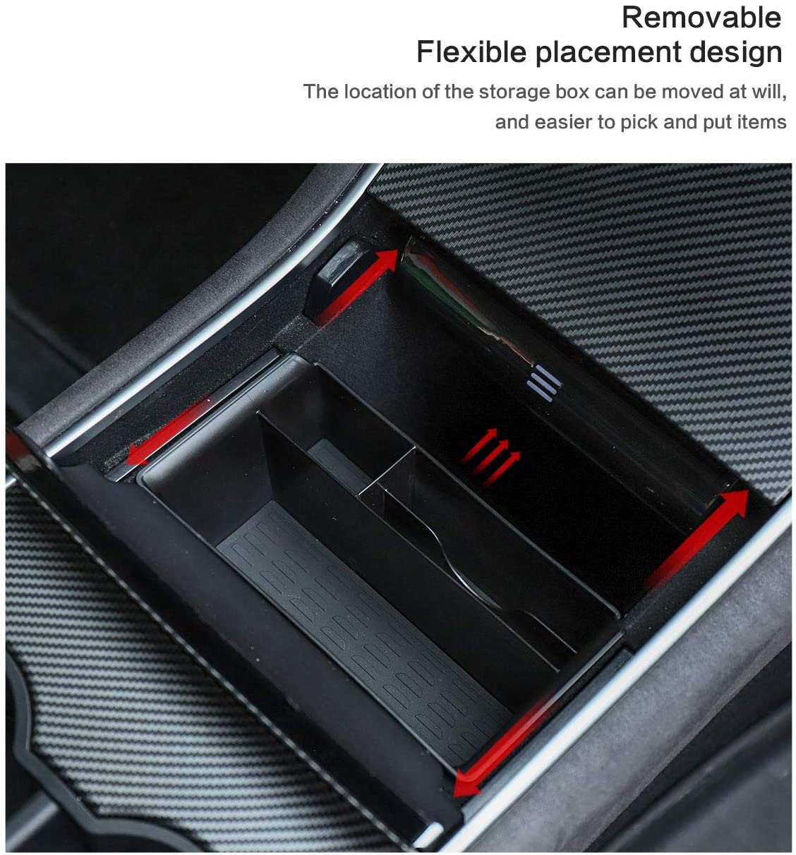 Tesla Model 3 Center Console Armrest Box Removable Storage Box, 2017-2020 - Image 4