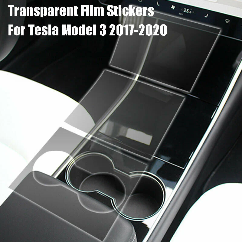 Tesla Model 3, Y Center Console Clear TPU Vinyl Wrap Kit, 2017-2020 - Image 2