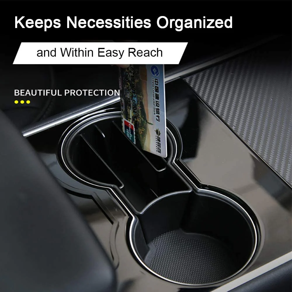Tesla Model 3, Y Center Console Cup Holder Insert Organizer, 2017-2020 - Image 4