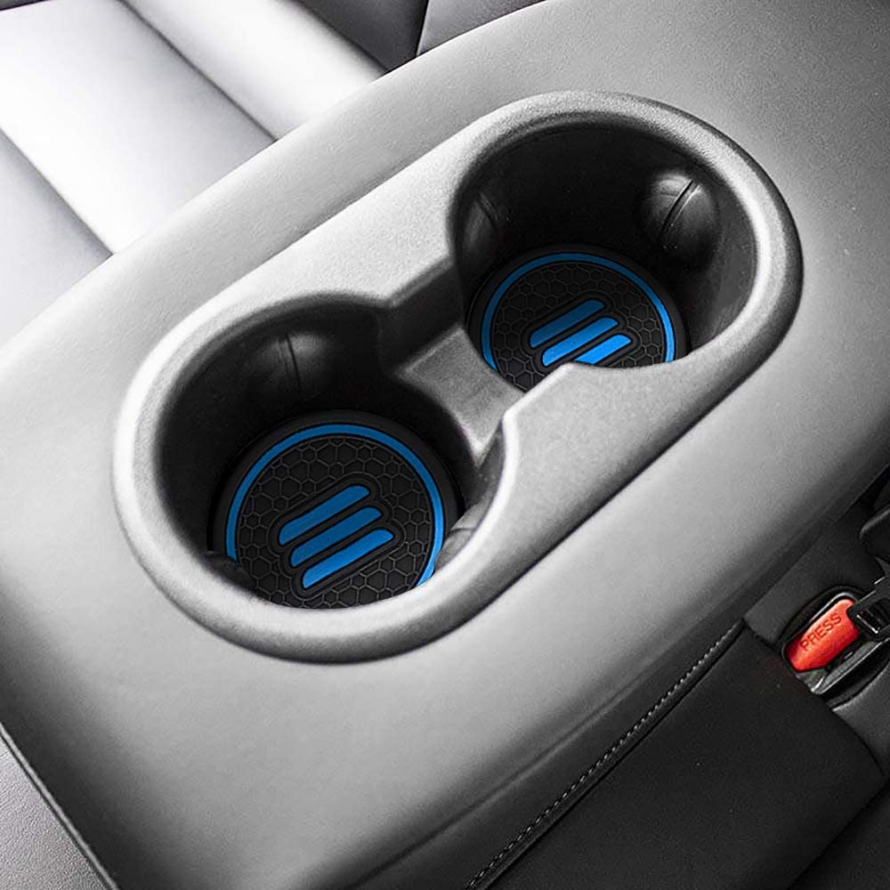 Tesla Model 3 Cup Holder Coaster Inserts, 3 Pcs Set, Blue, 2017-2020 - Image 3