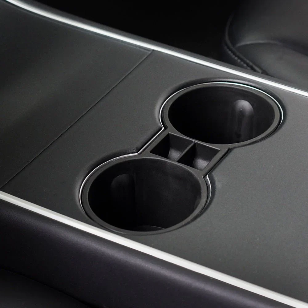 Tesla Model 3 Cup Holder Insert, Drink Stabilizer, W/ Change Holder, Black, 2017-2020 - Image 2