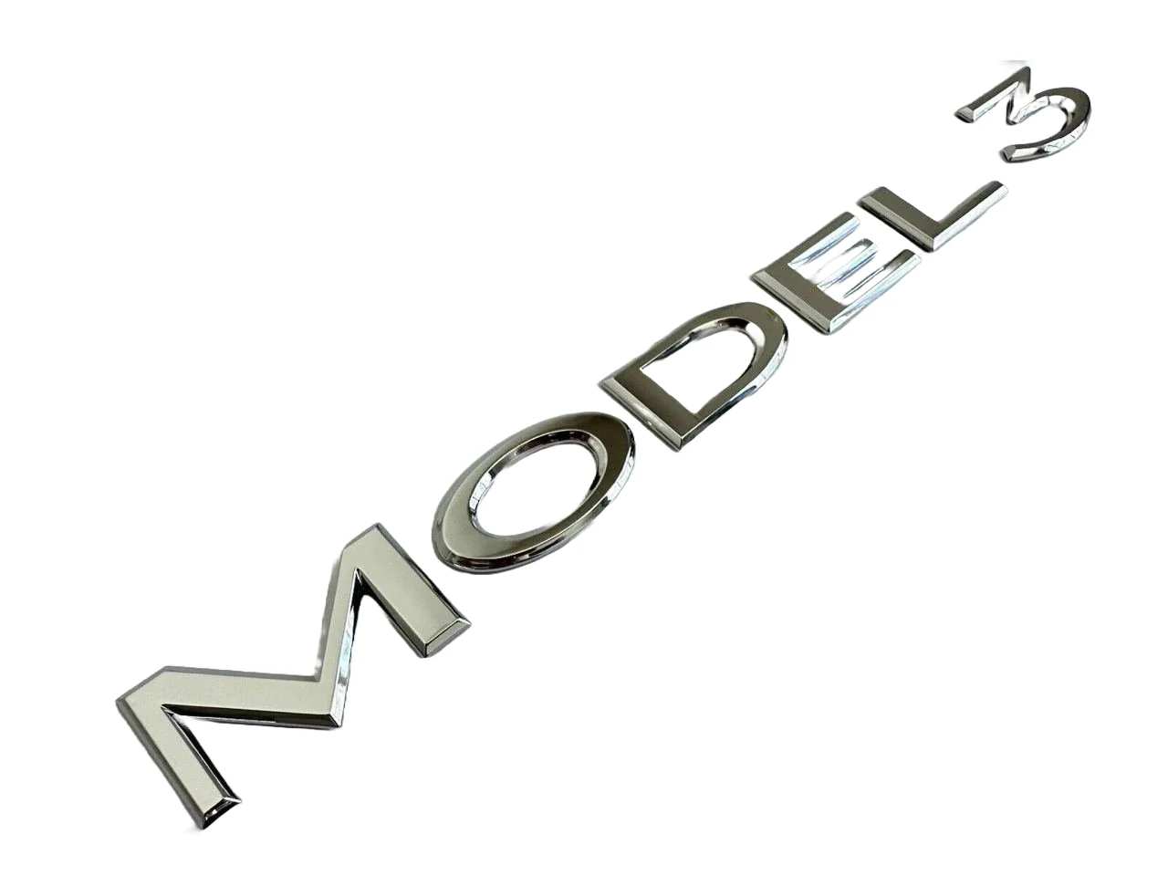 Tesla Model 3 Emblem Badge, Silver Chrome