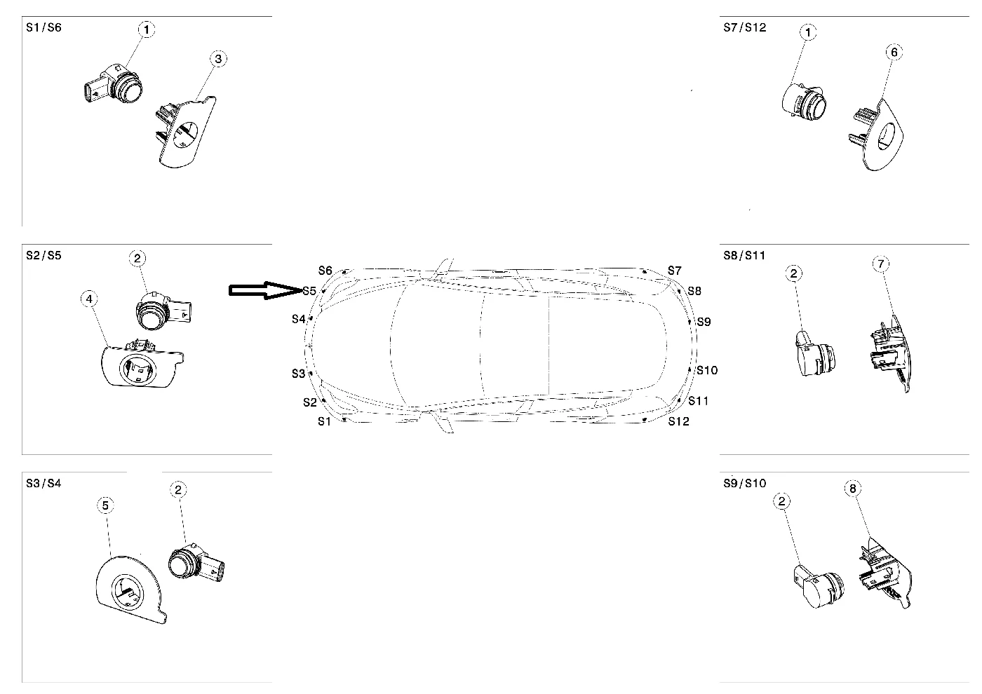 Tesla Model 3 Front Bumper Park Assist Sensor Retainer, Front Right S5, 2017-2023 - Image 2