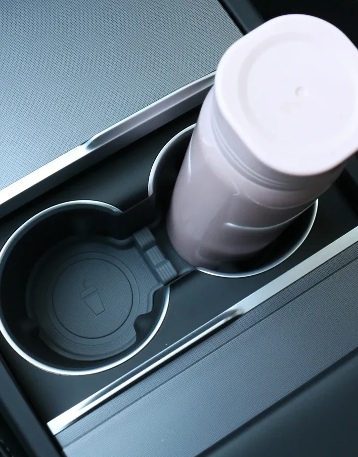 Tesla Model 3 Highland Cup Holder Insert, Silicone, Black, 2024-2025 - Image 2