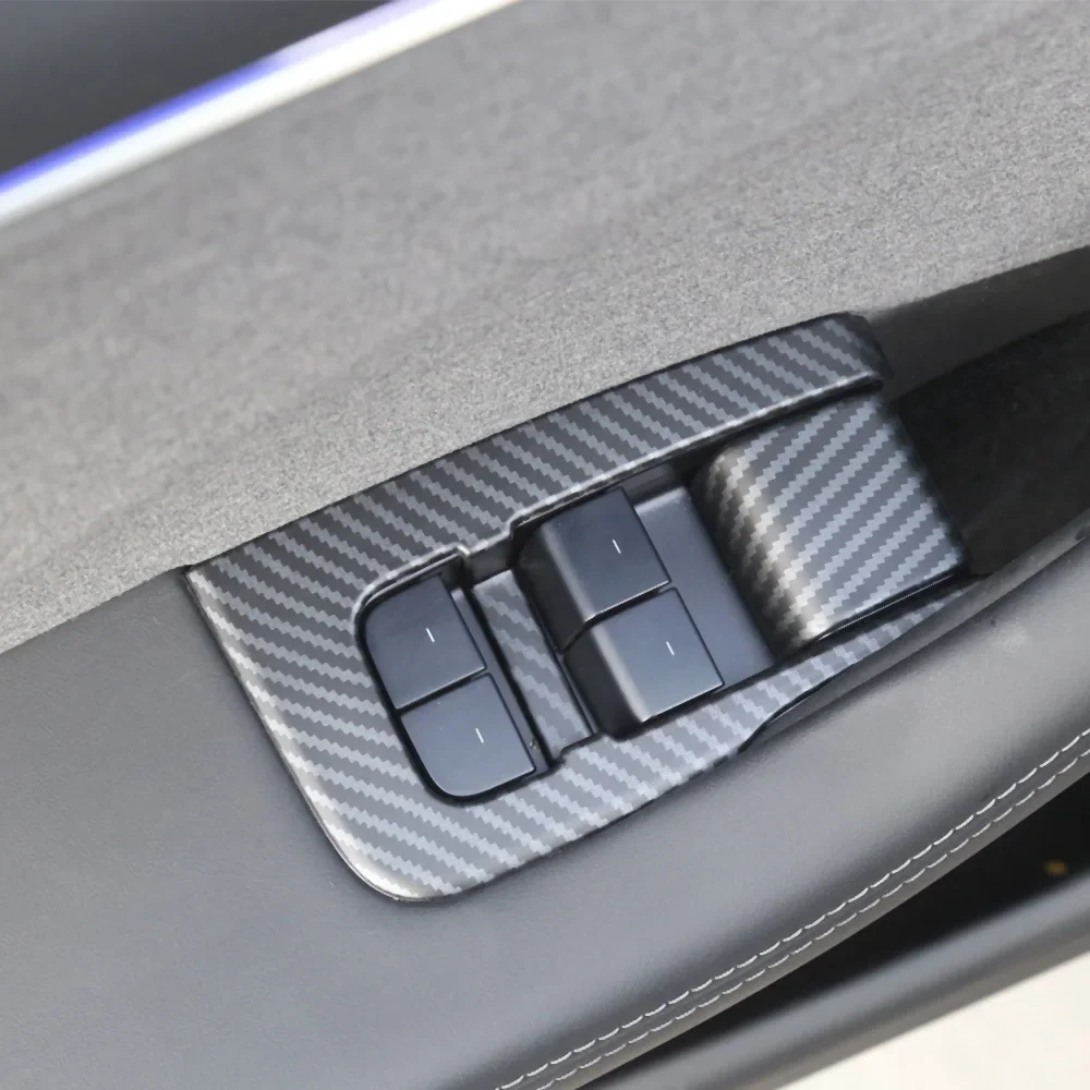 Tesla Model 3 Highland Door Lock Window Switch Cover Kit, Matte Carbon Fiber, 2024-2025 - Image 3