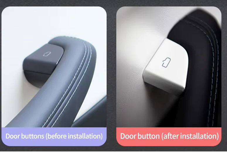Tesla Model 3 Highland Door Open Switch, Cover Kit, Silver, 2024-2025 - Image 2