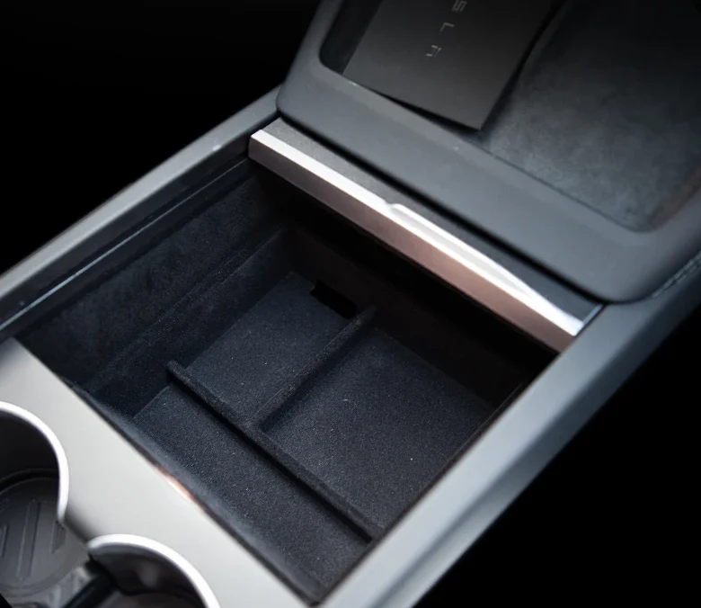 Tesla Model 3 Highland Front Center Console Organizer Tray, Flocked W/ Data Cable Hole, 2024-2026 - Image 3