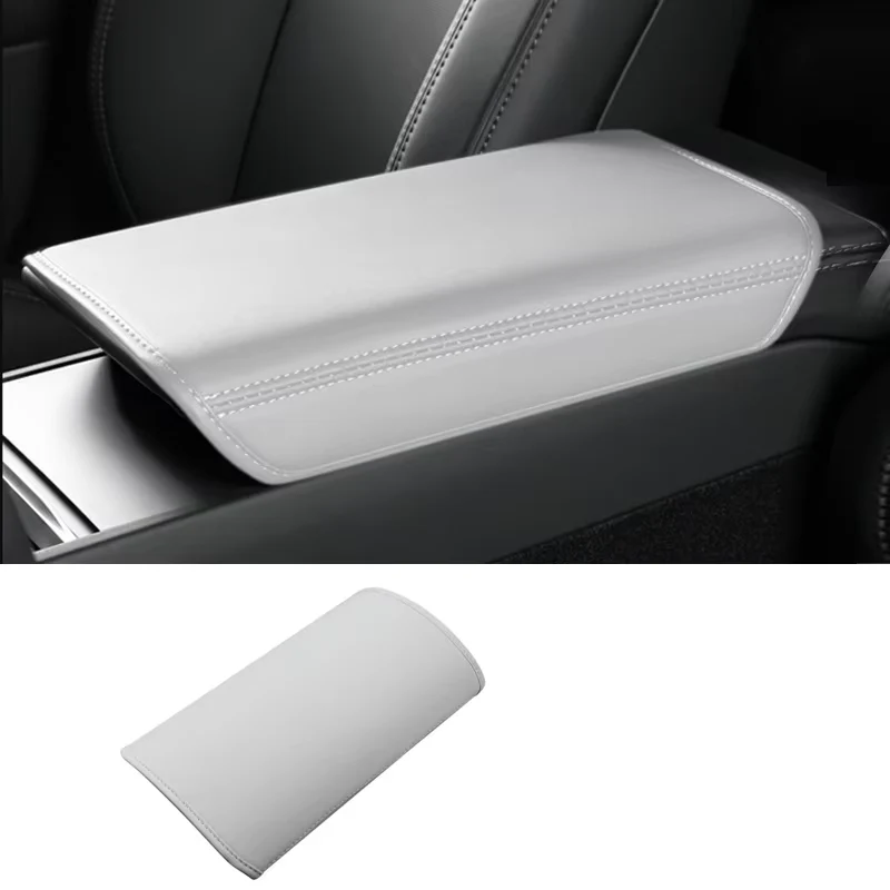 Tesla Model 3 Highland Leather Center Console Armrest Cover, White, 2024-2025