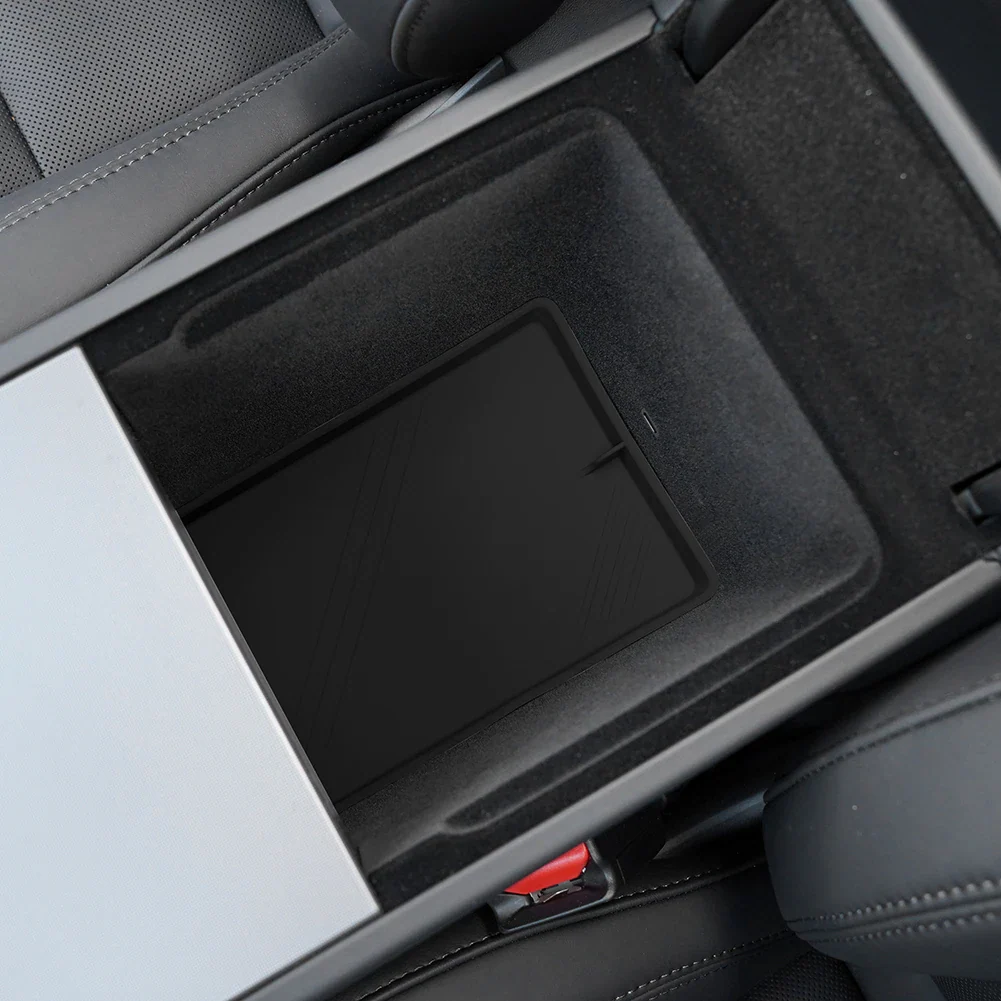 Tesla Model 3 Highland Lower Armrest Console Storage Tray, Silicone, Black, 2024-2025 - Image 2