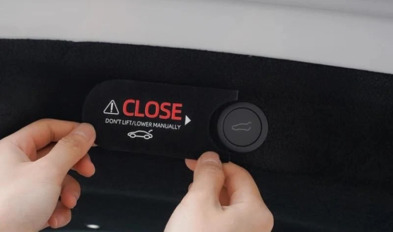 Tesla Model 3 Highland, Model Y Juniper Tailgate, Liftgate Trunk Warning, Close Reminder Sticker - Image 2