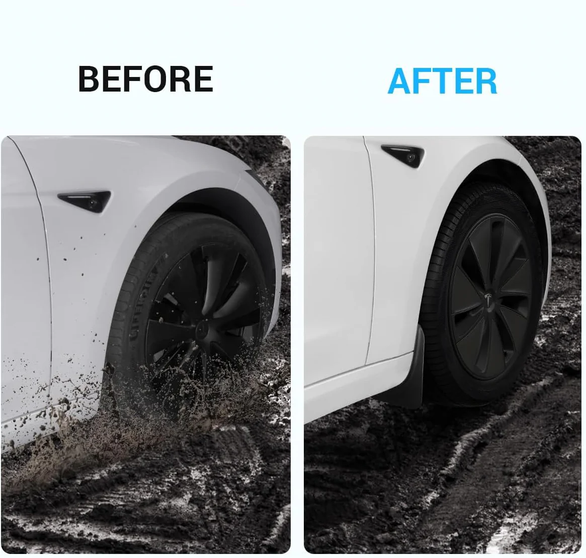 Tesla Model 3 Highland Mud Flaps, No-Hole, ABS, 4-Piece Set, 2024-2026 - Image 4