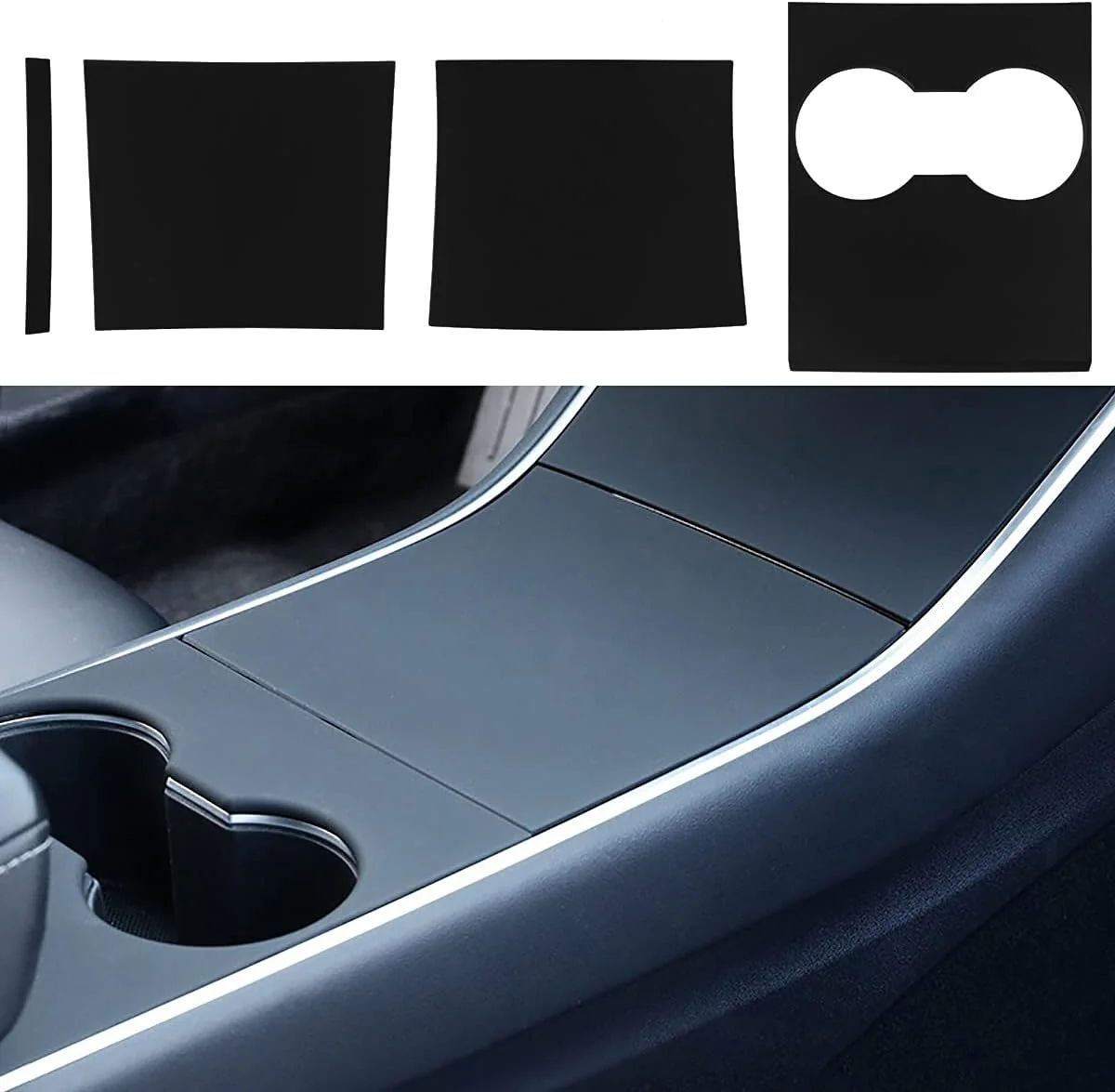 Tesla Model 3, Y Matte Black ABS Center Console Cover Kit, 2017-2020