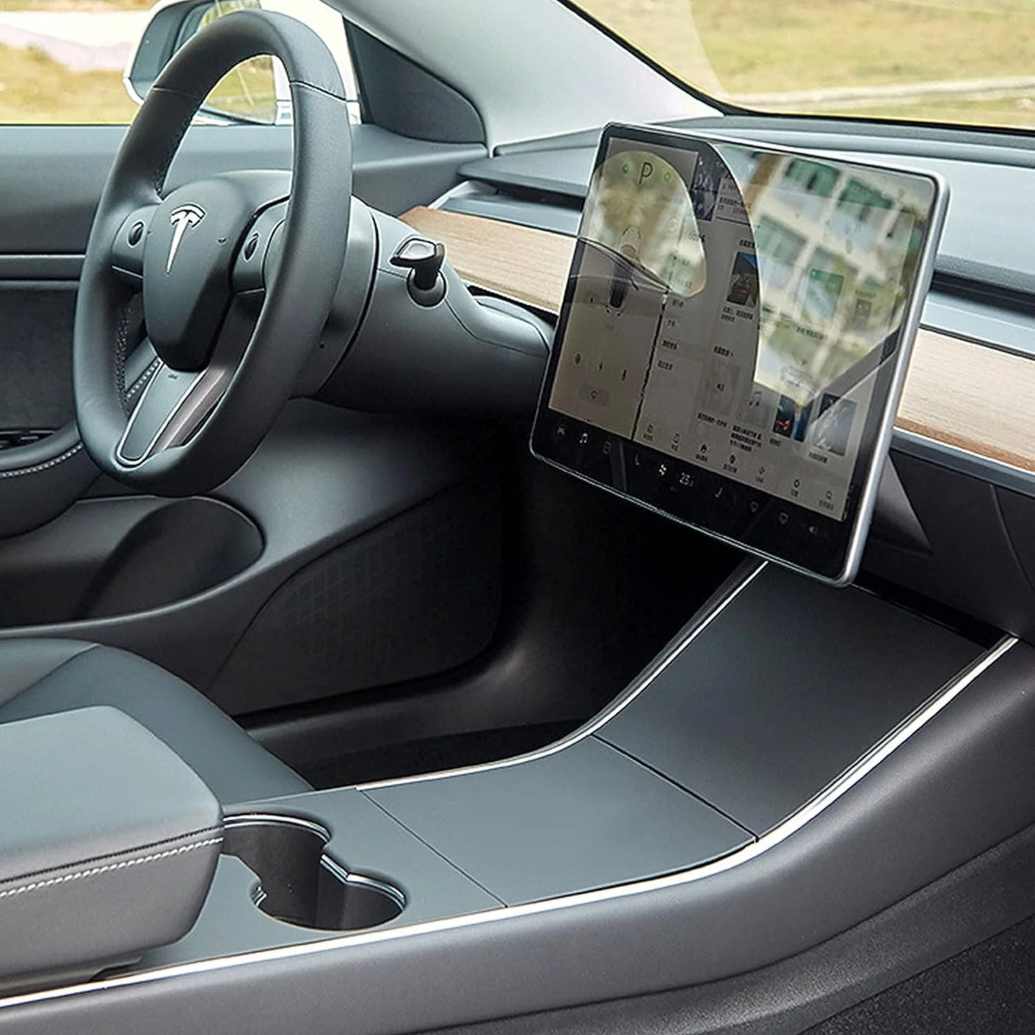 Tesla Model 3, Y Matte Black ABS Center Console Cover Kit, 2017-2020 - Image 4