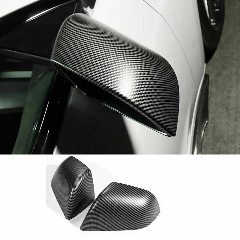 Tesla Model 3 Matte Carbon Fiber Side Mirror Cover Trim, Matte Carbon Fiber, 2017-2023