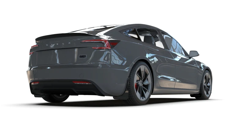 Tesla Model 3 Mud Flap Set, Rally Armor, Black, W/ Dark Grey Logo, 2024-2025 Highland - Image 4