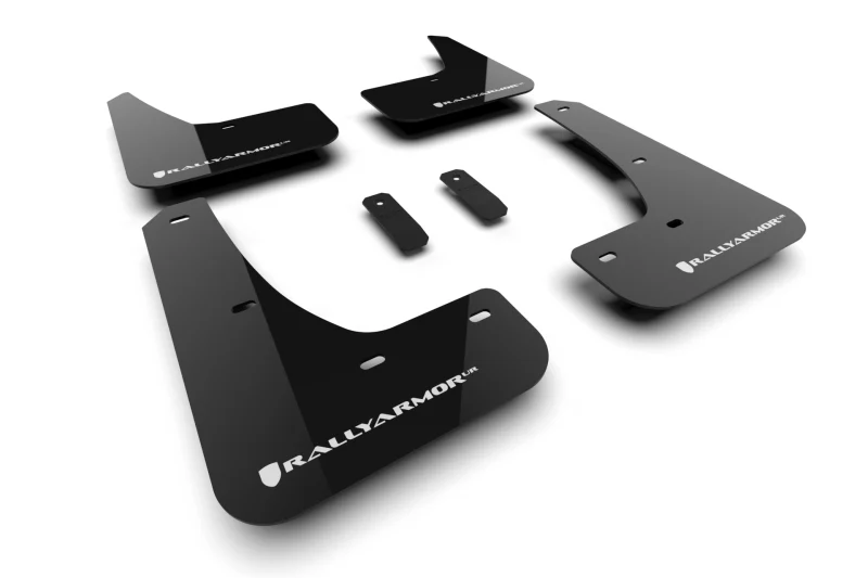 Tesla Model 3 Mud Flap Set, Rally Armor, Black, W/ White Logo, 2024-2025 Highland