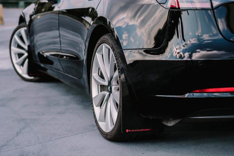 Tesla Model 3 Mud Flap Set, Rally Armor White Logo, 2017-2023 - Image 3