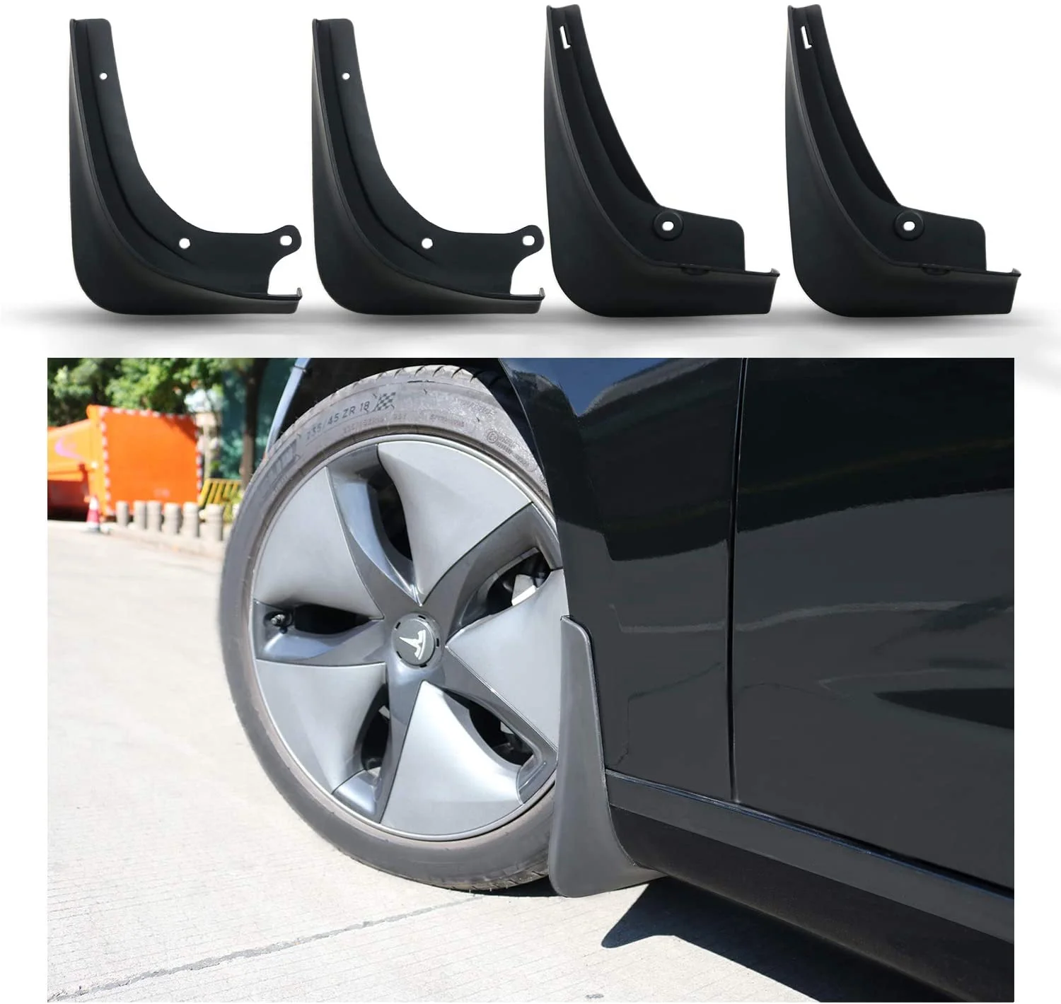 Tesla Model 3 Mud Flaps, No-Hole, ABS, 4-Piece Set, 2017-2023 - Image 4
