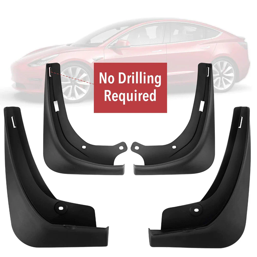 Tesla Model 3 Mud Flaps, No-Hole, ABS, 4-Piece Set, 2017-2023 - Image 5