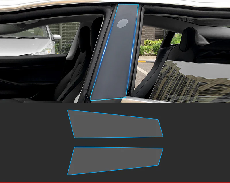 Tesla Model 3 Outer Center B Pillar Protector Films, Clear TPU, Scratch-Proof, 2017-2023