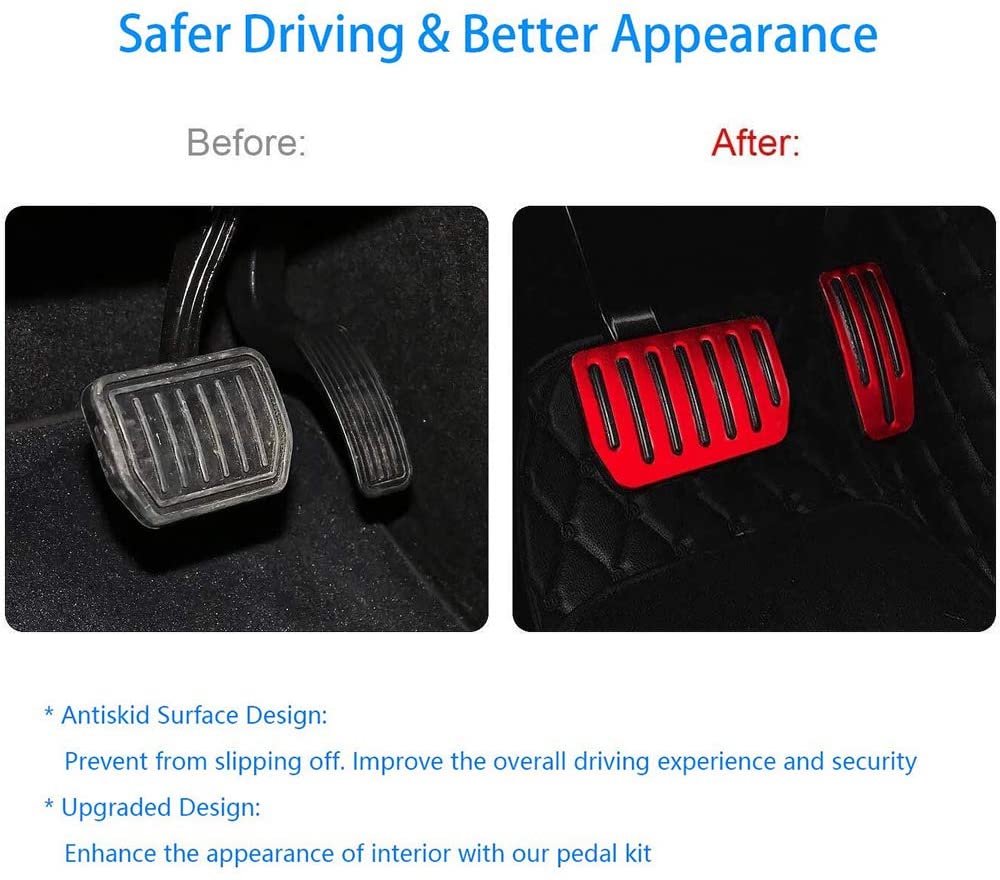 Tesla Model 3, Y, Aluminum Performance Pedal Pad Covers, Red - Image 2