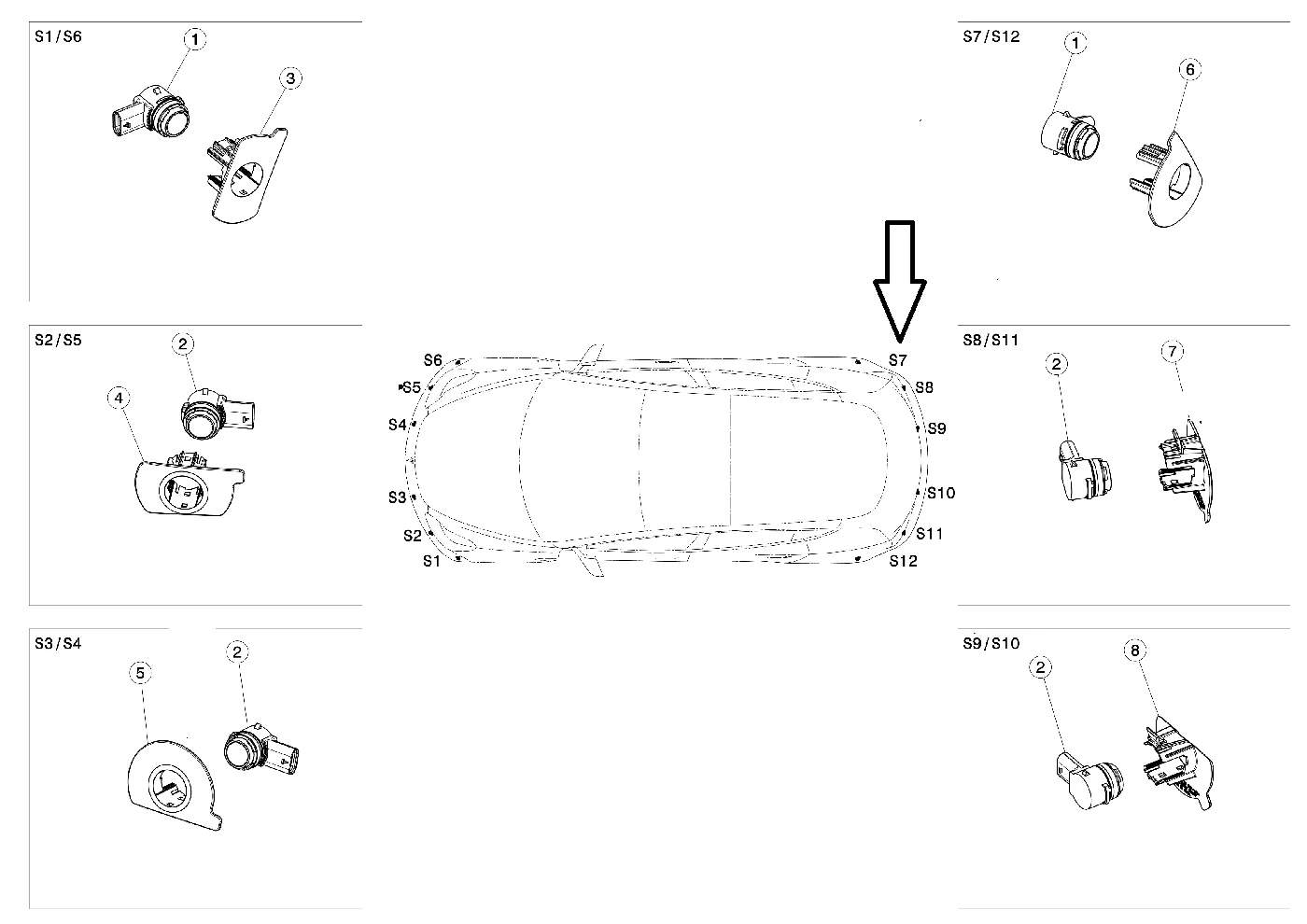 Tesla Model 3 Rear Bumper Park Assist Sensor Retainer, Rear Right S7, 2017-2023 - Image 2
