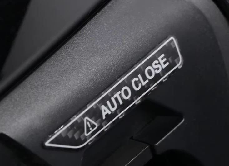 Tesla Model 3, S, X, Y Charging Port Auto Close Reminder Sticker, Black Carbon Fiber - Image 2