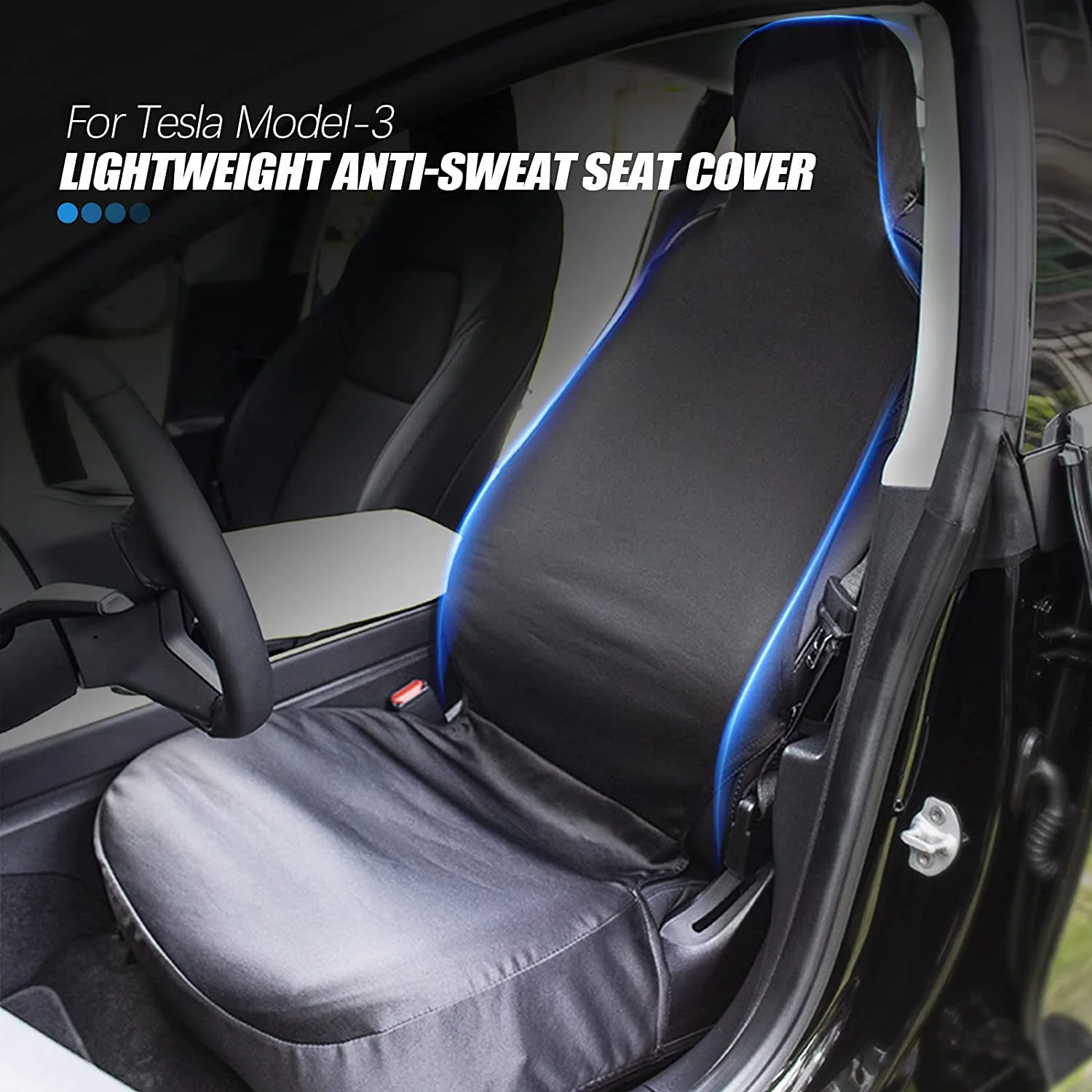 Tesla Model 3 Seat Cover Protector, One-Piece Design Custom Fit for Model 3, Black, 2017-2023 - Image 3