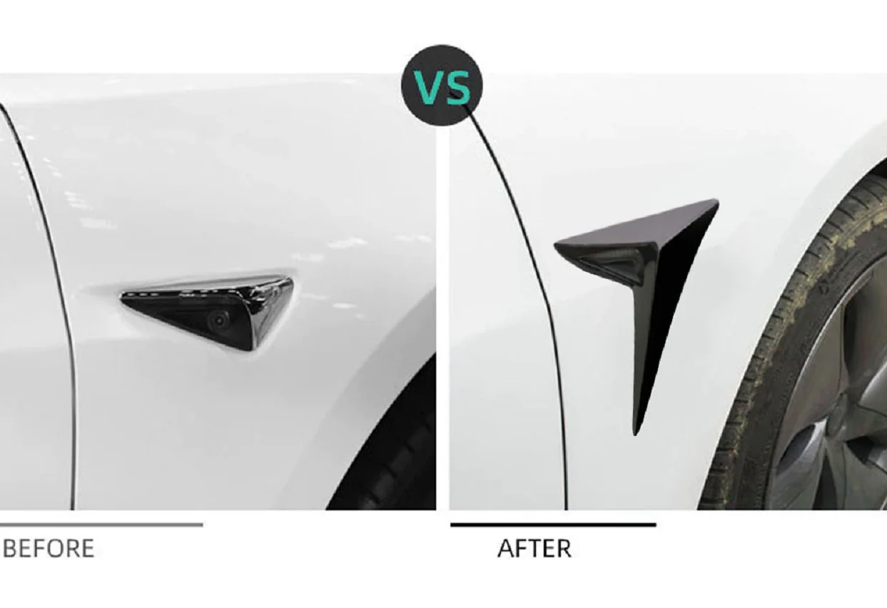 Tesla Model 3 Side Camera, Turn Signal Trim Covers, Matte Black, 2017-2021 - Image 3