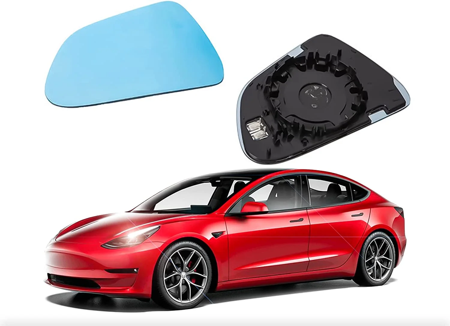 Tesla Model 3 Side Mirror Blue Glass Lens, Anti-Glare Panoramic Blue Glass, Heat Defogging, 2017-2023 - Image 2