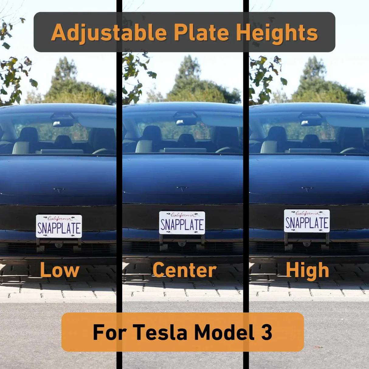 Tesla Model 3 SNAPPLATE Front License Plate Mount, Removable, 2026 Highland Refresh Standard, Premium - Image 5
