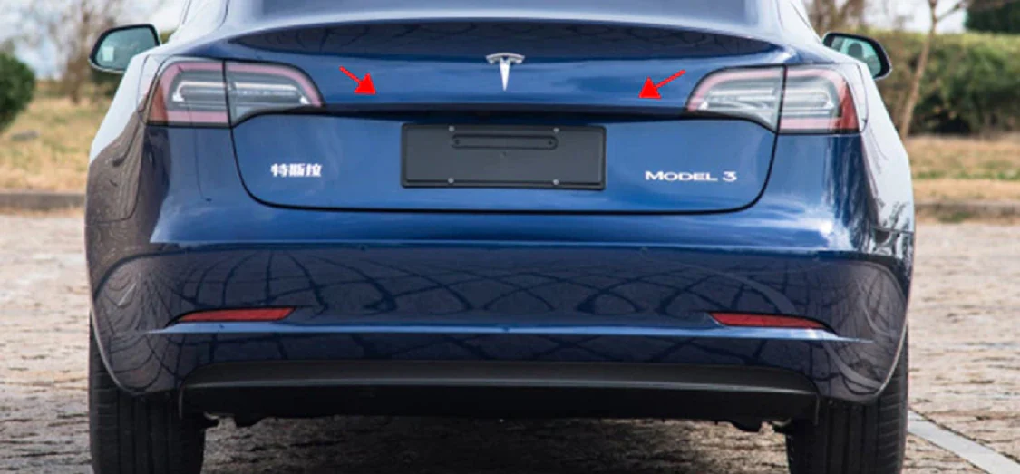 Tesla Model 3 Stainless Rear Upper Rear Trunk Lid Cover Trim Strip, Black, 2017-2023 - Image 2
