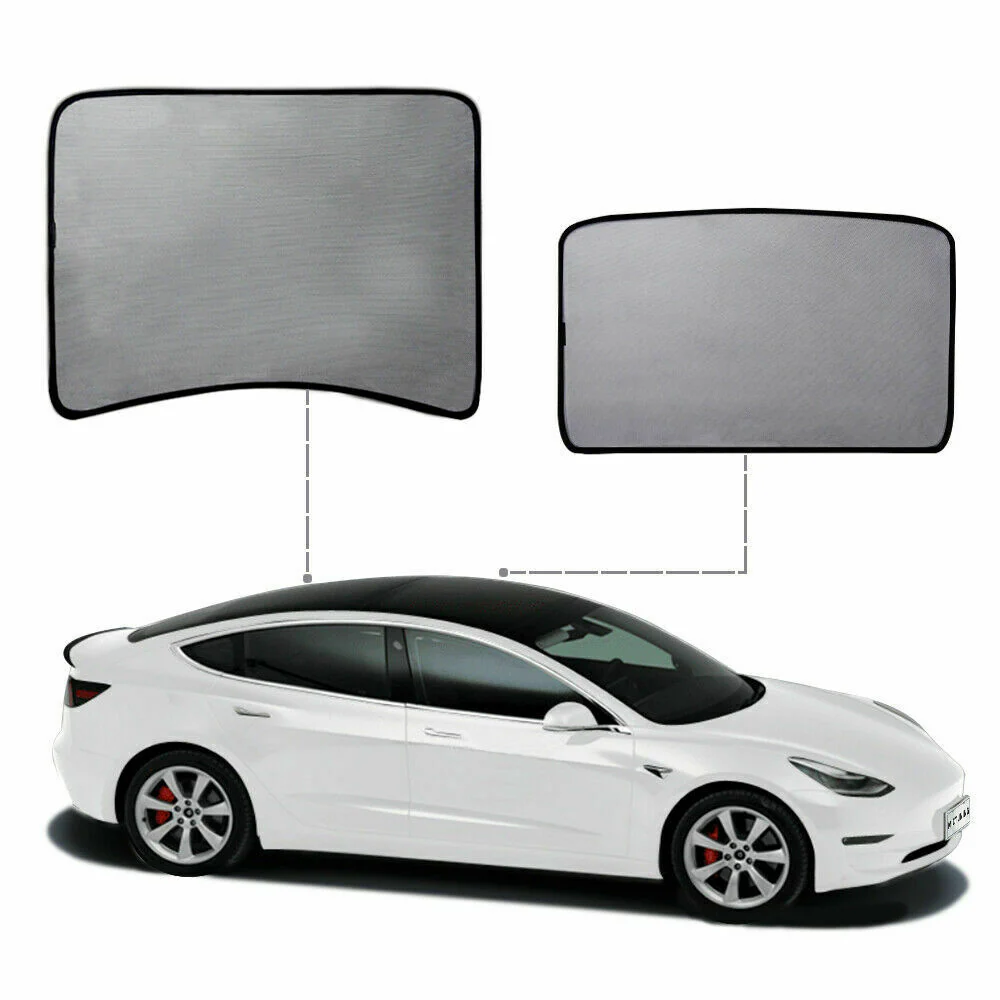 Tesla Model 3 Glass Sunroof Shades, Front & Rear, 2017-2023