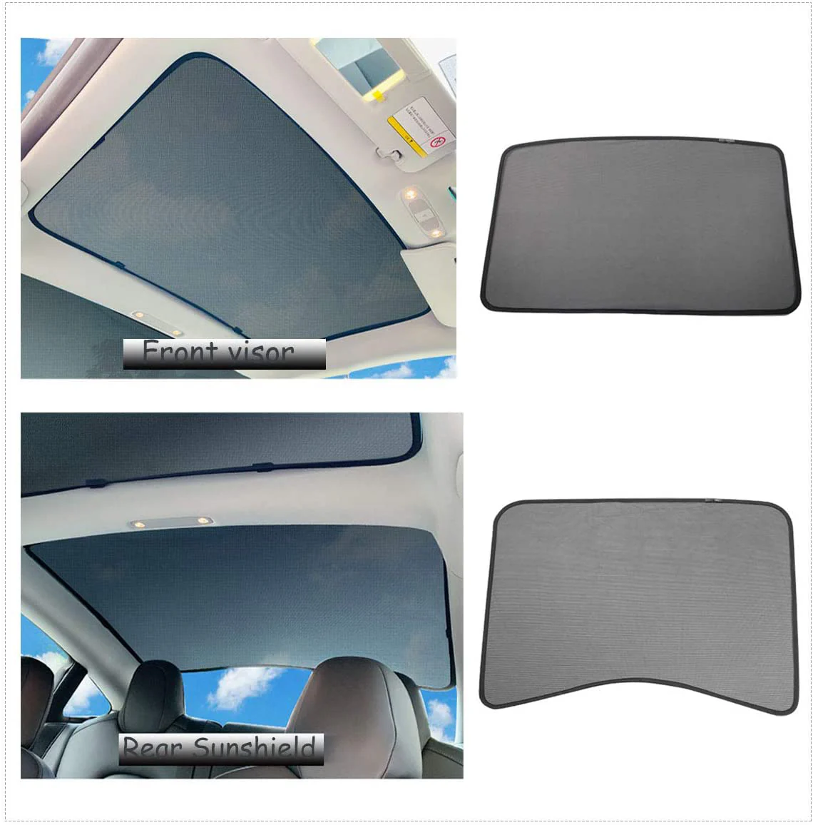 Tesla Model 3 Glass Sunroof Shades, Front & Rear, 2017-2023 - Image 2