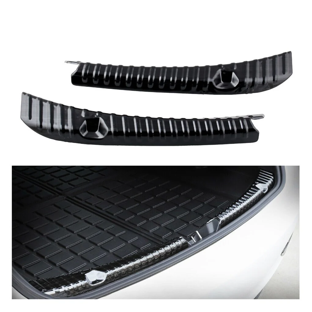 Tesla Model 3 Trunk Sill Protector Scuff Plates, Stainless Steel Brushed Black, 2017-2023 - Image 2