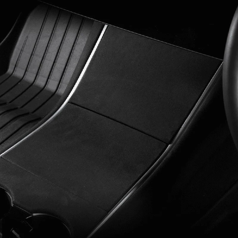 Tesla Model 3, Y Alcantara Dark Grey Suede ABS Center Console Cover Kit, 2017-2020 - Image 2