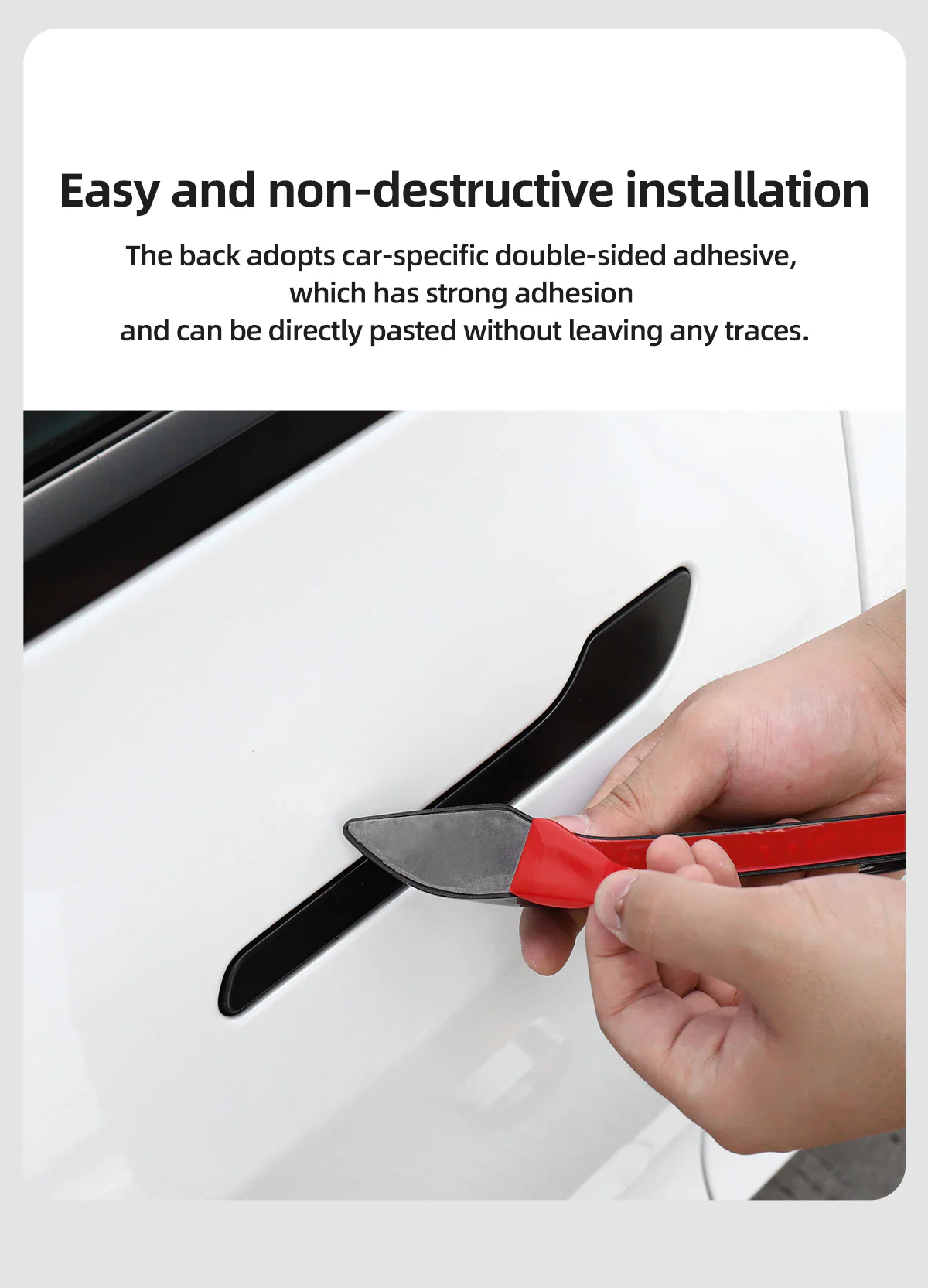Tesla Model 3, Y, Anti-Freeze Outside Door Handel Extension Set, Piano Gloss Black - Image 6
