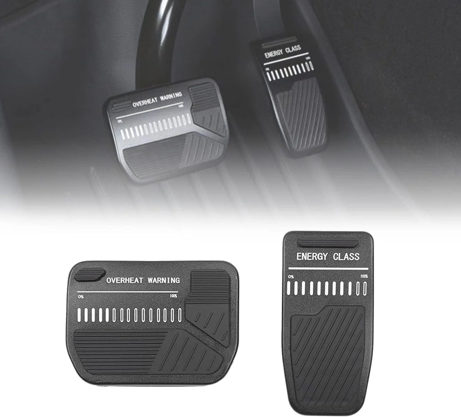 Tesla Model 3, Y Anti-Slip Accelerator & Brake Pedal Covers, Aluminum, Black, 2017-2025 - Image 2