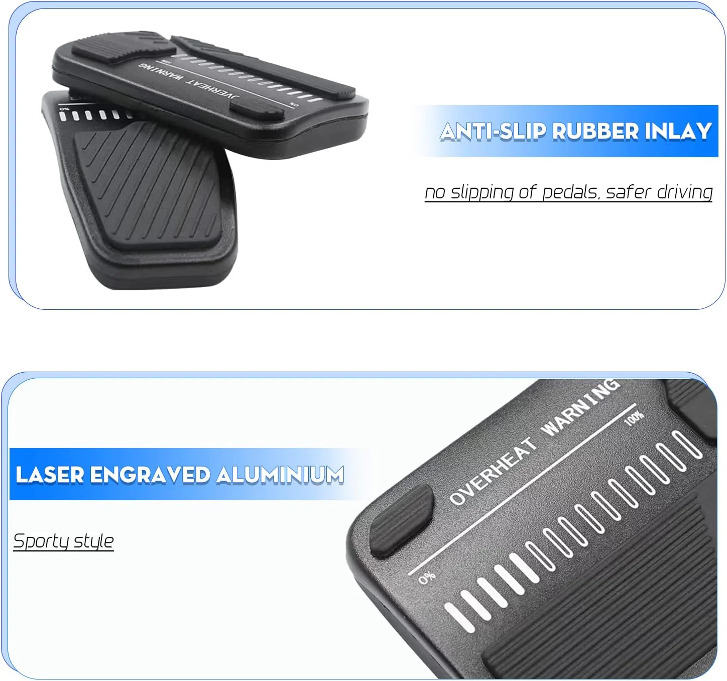 Tesla Model 3, Y Anti-Slip Accelerator & Brake Pedal Covers, Aluminum, Black, 2017-2025 - Image 3