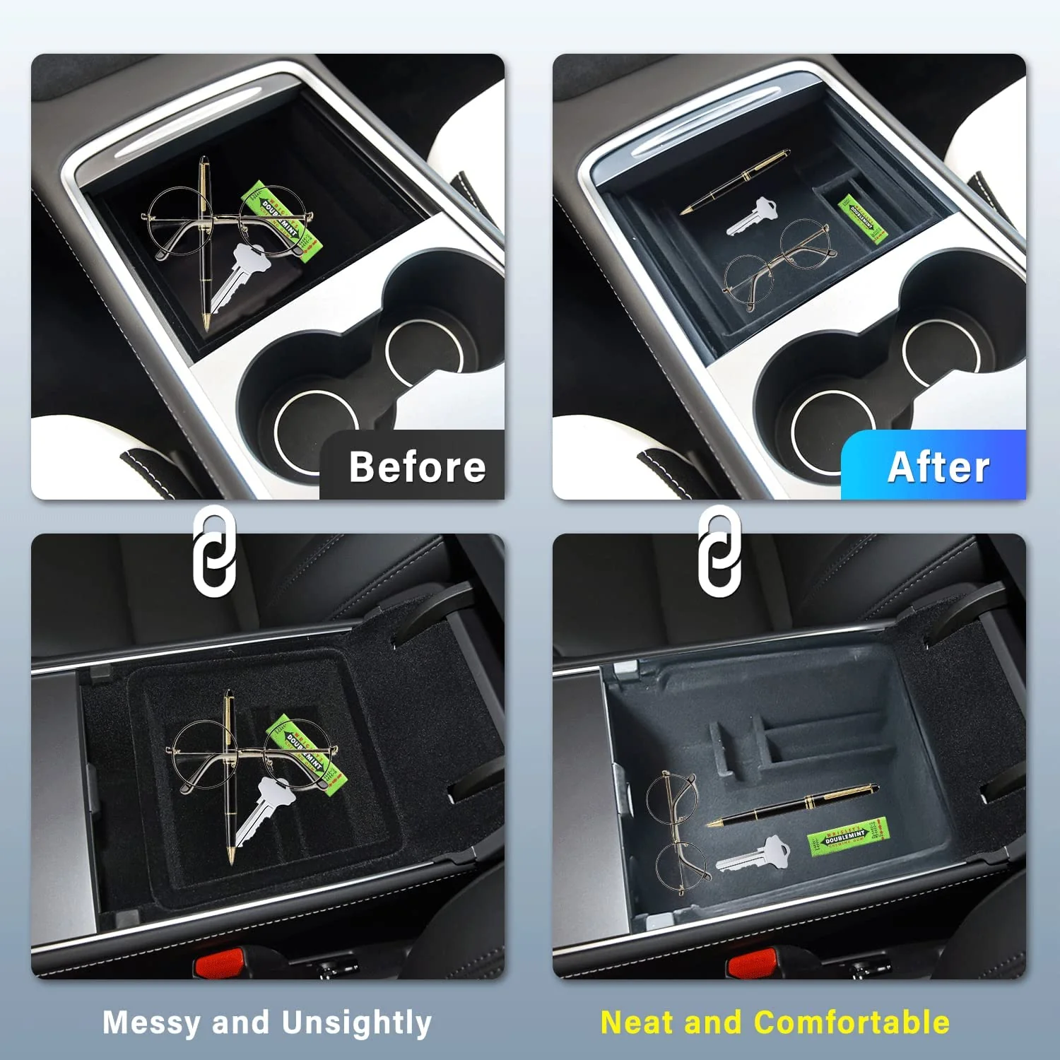 Tesla Model 3, Y Center Console, Armrest, Organizer Kit, 2021-2024 - Image 2