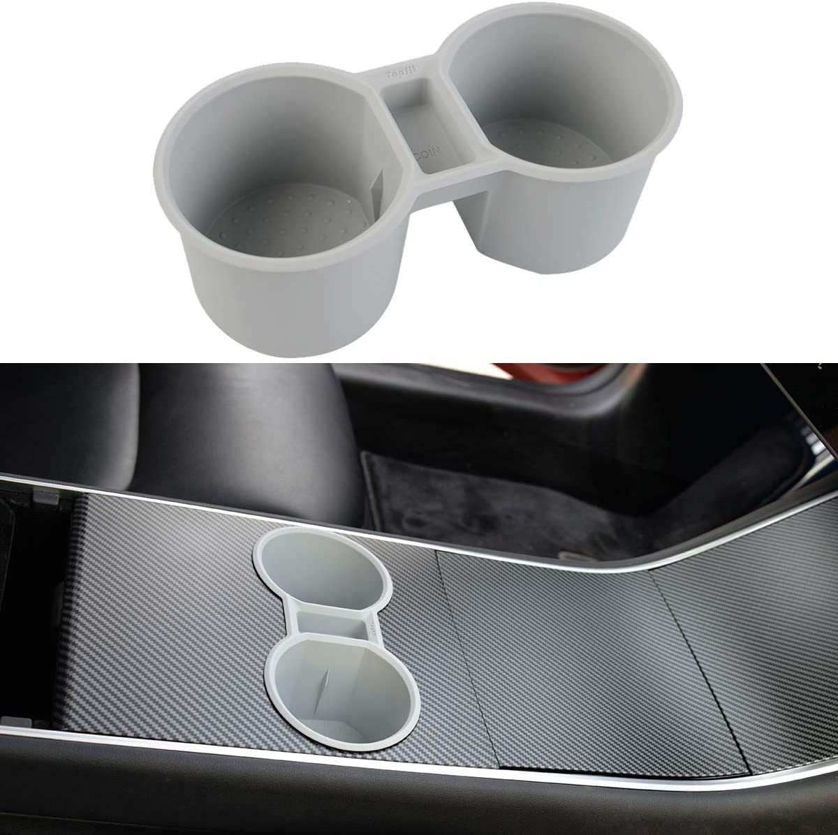 Tesla Model 3, Y Center Console Cup Holder Insert, Silicone, 2017-2020