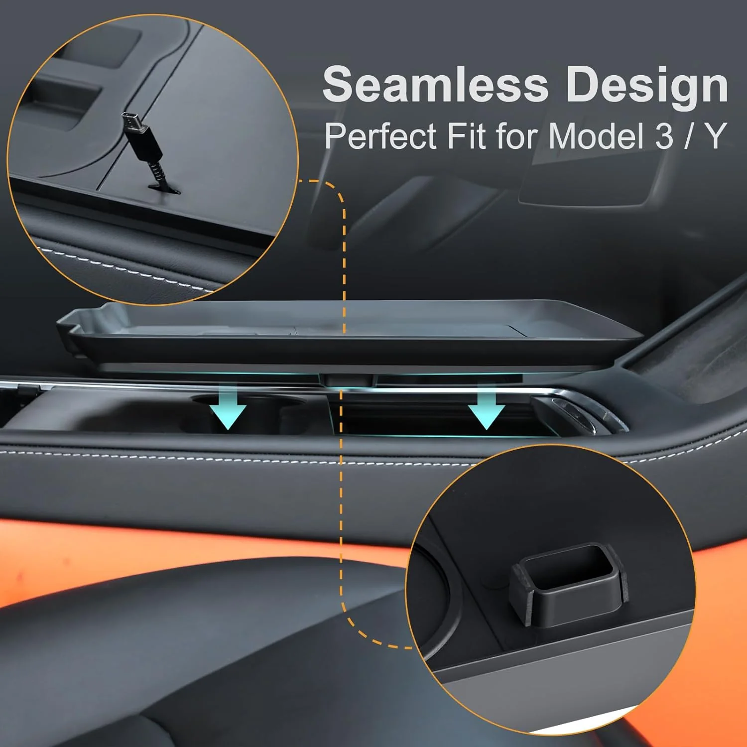 Tesla Model 3, Y Center Console Desk, Food Tray, Black - Image 4