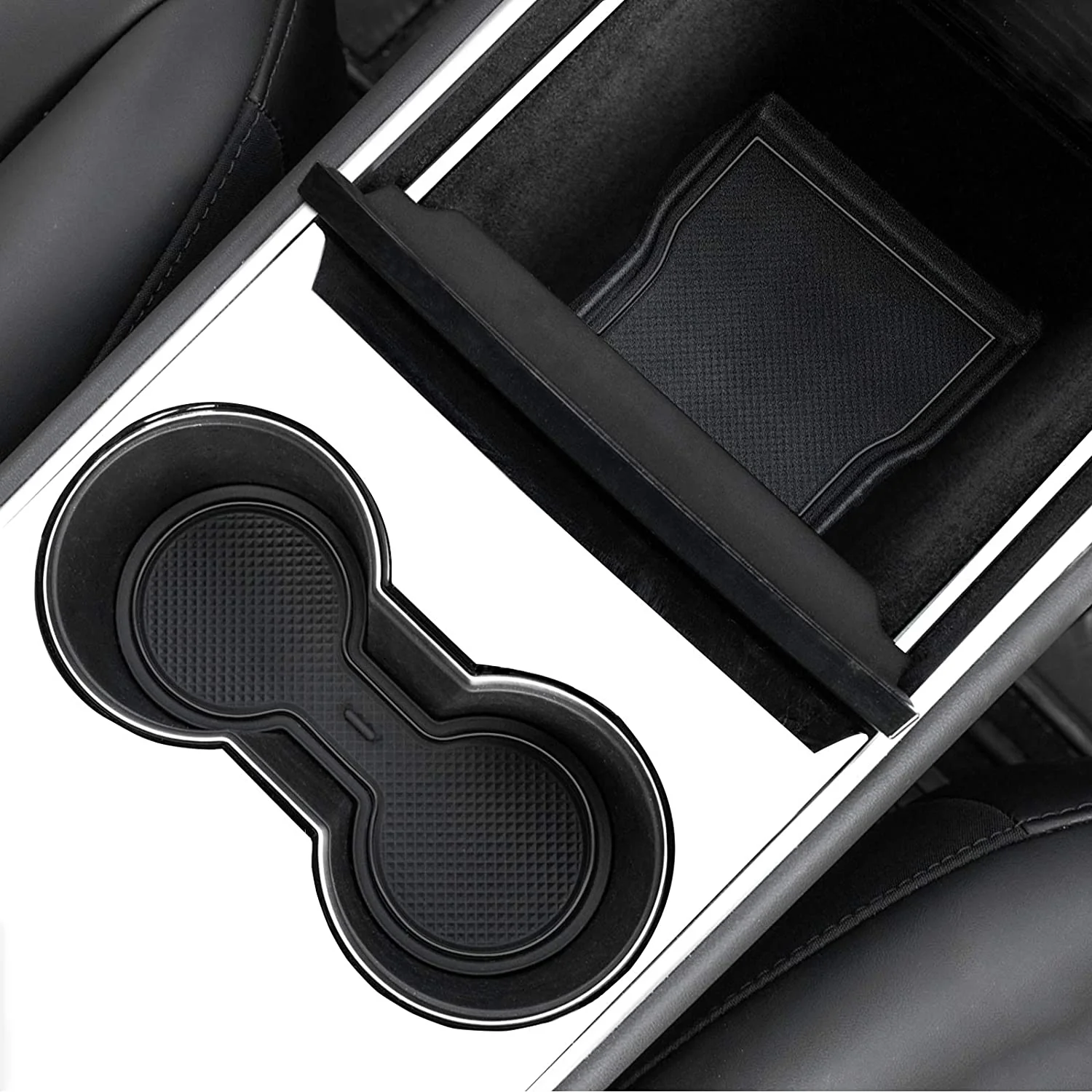 Tesla Model 3, Y Center Console, Door Cup Mat Liner Set , Black, Complete Set, 2017-2020 - Image 2