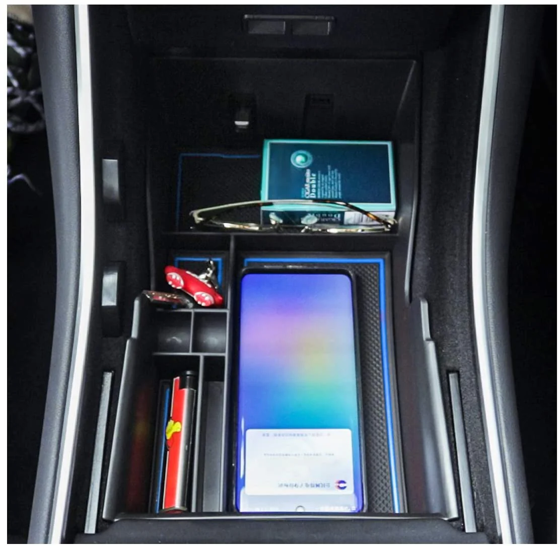Tesla Model 3, Y, Center Console Organizer Storage Box W/ Rubber Mats, 2017-2020 - Image 4