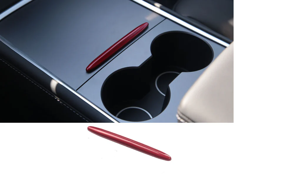 Tesla Model 3, Y, Center Console Slide Cover Button Cover, Red - Image 2