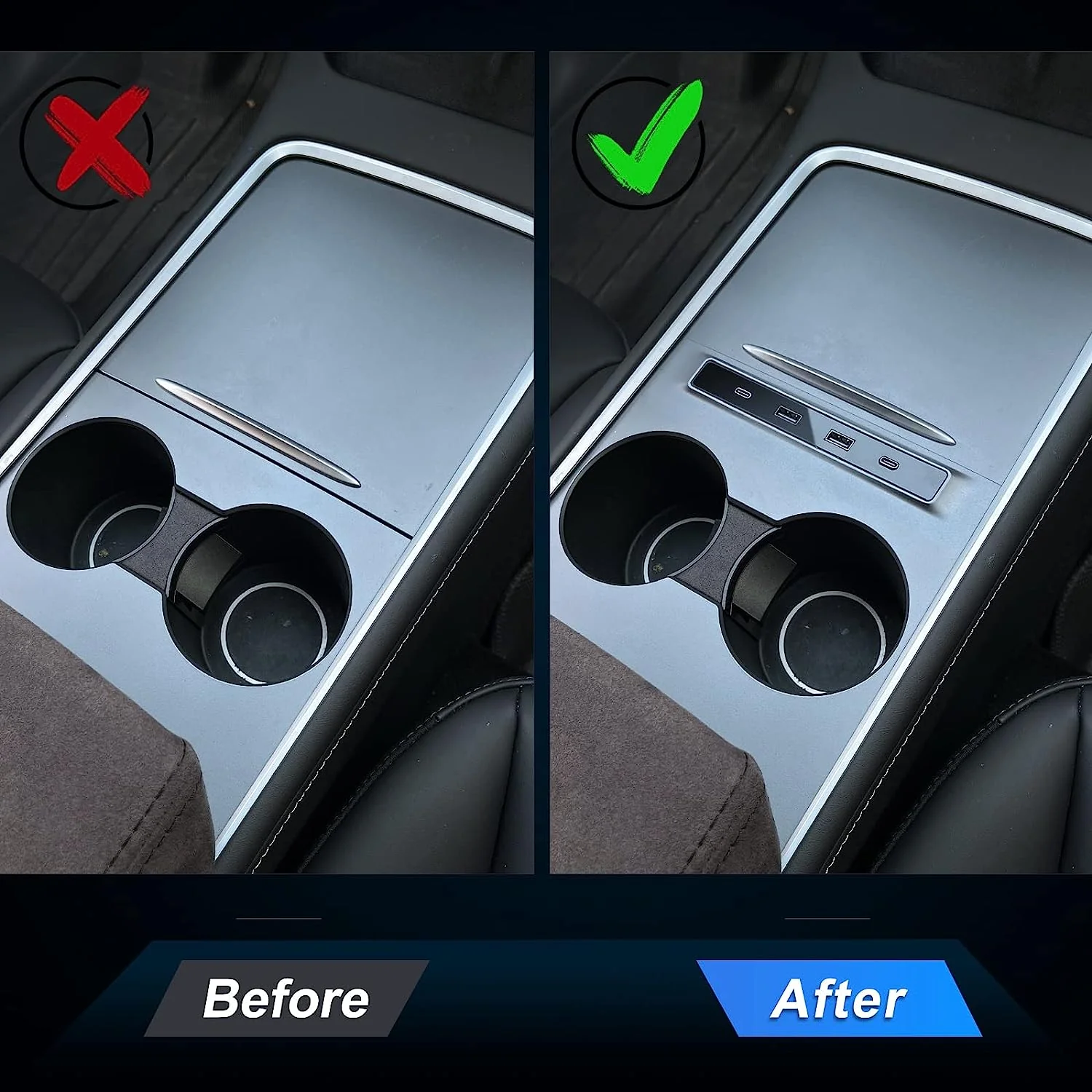 Tesla Model 3, Y Center Console USB Charging Cover, 2021-2024 - Image 3